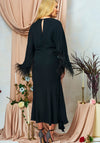 Hope & Ivy Helena Feather Trim Embellished Dress, Black