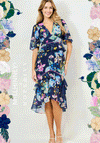 McElhinneys X Hope & Ivy Sorcha Floral Peplum Midi Dress, Navy