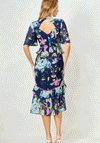 McElhinneys X Hope & Ivy Sorcha Floral Peplum Midi Dress, Navy