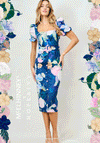 McElhinneys X Hope & Ivy Tresea Floral Belted Pencil Dress, Navy