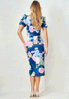 McElhinneys X Hope & Ivy Tresea Floral Belted Pencil Dress, Navy