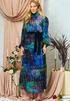 Hope & Ivy Jadene High Neck Long Dress, Blue
