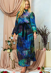 Hope & Ivy Jadene High Neck Long Dress, Blue