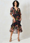 Hope & Ivy Aida Embroidered V-Neck Peplum Waist Midi Dress, Black