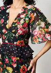 Hope & Ivy Aida Embroidered V-Neck Peplum Waist Midi Dress, Black