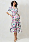 Hope & Ivy Sonnet V-Neck Puff Sleeve Dress, White & Pink