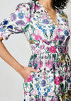 Hope & Ivy Sonnet V-Neck Puff Sleeve Dress, White & Pink