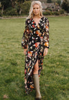Hope & Ivy Bunty Floral Print Blouson Sleeve Maxi Wrap Dress, Black Multi