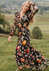 Hope & Ivy Bunty Floral Print Blouson Sleeve Maxi Wrap Dress, Black Multi