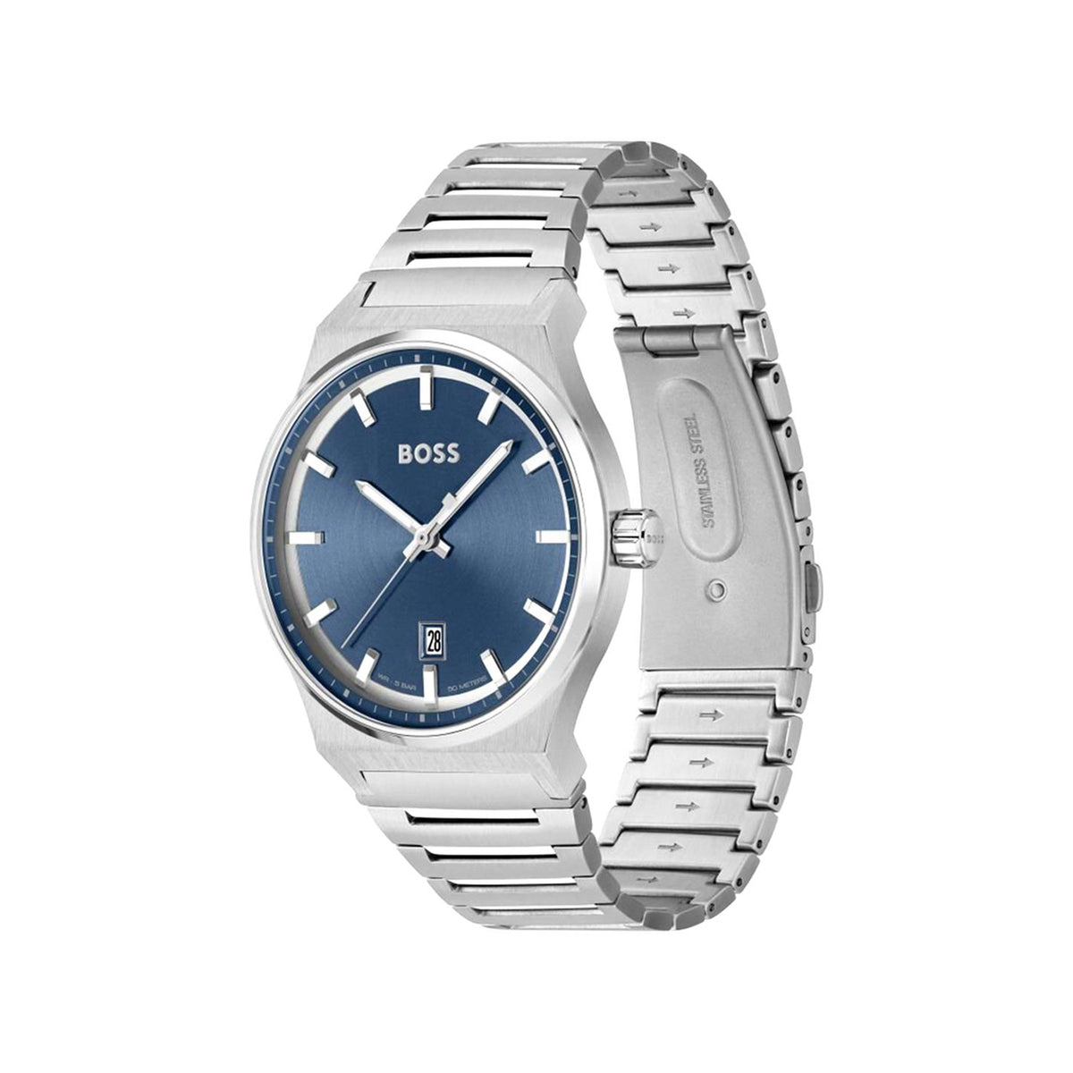 Hugo Boss Men’s Candor Blue Dial Watch, Silver