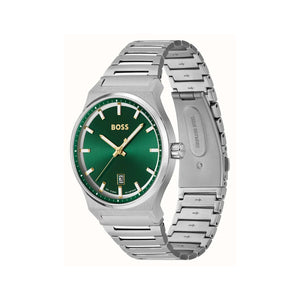 Hugo Boss Men’s Candor Green Dial Watch, Silver