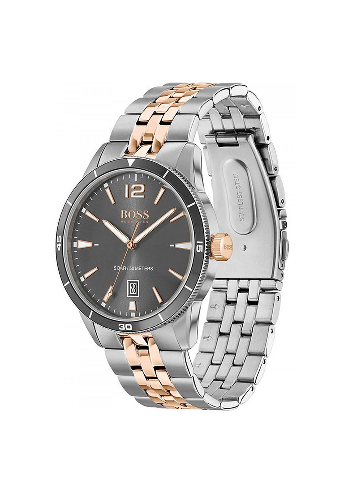 Hugo Boss Mens Drifter Watch, Silver & Rose Gold