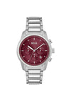 Hugo Boss Mens Trace Watch, Silver & Red