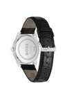 Hugo Boss Men’s Principle Black Leather Strap Watch, Silver