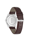 Hugo Boss Men’s Principle Brown Leather Strap Watch, Silver