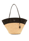 Guess Venere Raffia Woven Tote Bag, Natural & Black