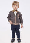 Hashtag Boys Cardigan, Shirt & Chinos Outfit, Taupe & Navy