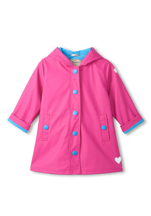 Hatley Girls Raspberry Long Sleeve Rain Jacket, Pink