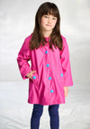 Hatley Girls Raspberry Long Sleeve Rain Jacket, Pink