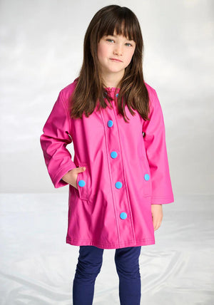 Hatley Girls Raspberry Long Sleeve Rain Jacket, Pink