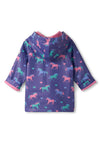 Hatley Mini Girl Hearts & Horses Waterproof Rain Jacket, Purple