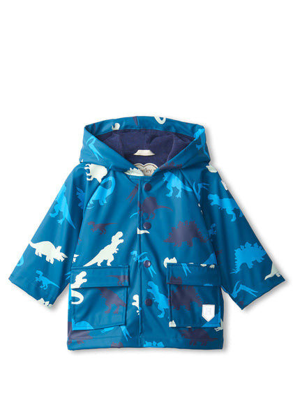 Hatley Baby Boys Dinosaur Colour Changing Raincoat, Blue Multi