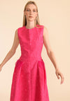 Caroline Kilkenny Hazel Floral Jacquard Midi A-Line Dress, Fuchsia
