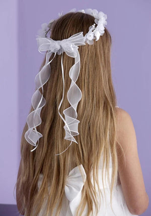 Peridot Paula Communion Headpiece, White
