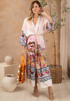 Hope & Ivy The Libby Kimono Maxi Dress, Pink Multi