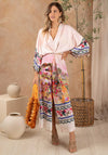 Hope & Ivy The Libby Kimono Maxi Dress, Pink Multi