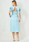 Hope & Ivy Lacey Sweetheart Embroidered Midi Dress, Blue