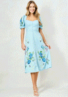 Hope & Ivy Lacey Sweetheart Embroidered Midi Dress, Blue