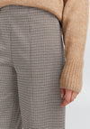 ICHI Kate High Rise Wide Leg Check Trouser, Nomad