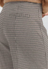 ICHI Kate High Rise Wide Leg Check Trouser, Nomad