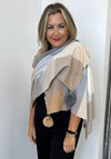 Serafina Check Pom Pom Scarf, Beige
