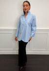 Serafina Deep V-Neck Blouse, Blue