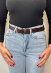 Serafina Collection Faux Leather Belt, Dark Brown