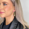 M Collection Long Ridge Pearl Hoops, Gold