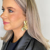 M Collection Statement Leaf Earrings, Gold