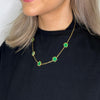 M Collection Green 5 Flower Necklace, Gold