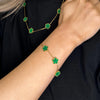 M Collection Triple Green Flower Bracelet, Gold