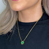 M Collection Green Flower Necklace, Gold
