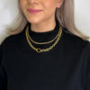 M Collection Double Chain Link Necklace, Gold