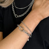 M Collection Double Chain Link Bracelet, Silver