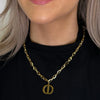 M Collection Chain Link Charm Necklace, Gold