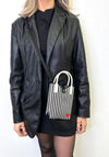 Zen Collection Stripe Mini Crossbody Bag, Black & Beige