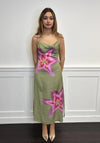 Tiffosi Floral Print with Tassel Detail Midi Dress, Green