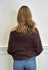 d.e.c.k By Decollage One Size Draped Oversized Jumper, Chocolate Brown