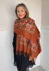 Serafina Collection Paisley Block Botanical Print Scarf, Brown