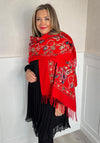 Serafina Collection Paisley Block Botanical Print Scarf, Red